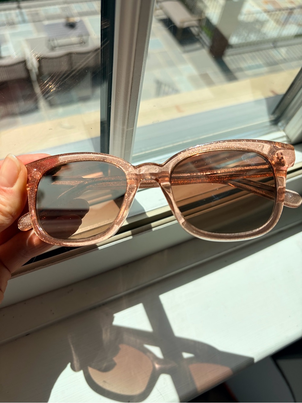 Madewell Glitter Pink Transparent Frame Sunglasses